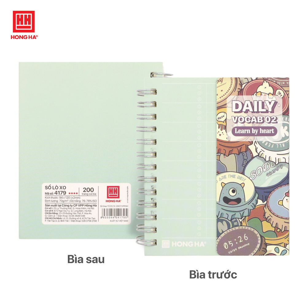 Sổ tay lò xo ghi chép học từ vựng Daily Vocab 02 Hồng Hà 200 trang - 4179