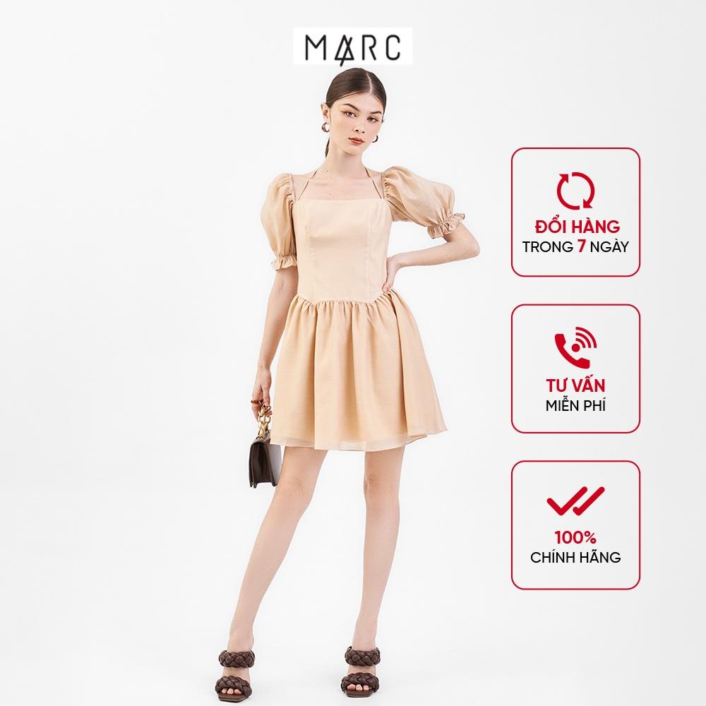 Đầm nữ MARC mini tay phồng tùng xoè cổ cột dây TRNH063122