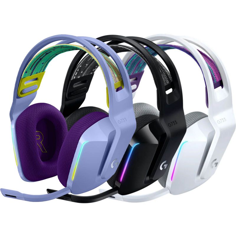 Tai nghe game không dây Lightspeed Logitech G733 - Headband tùy chỉnh, RGB Lightsync, màn loa Pro-G, Mic Blue Voice -Hàng chính hãng