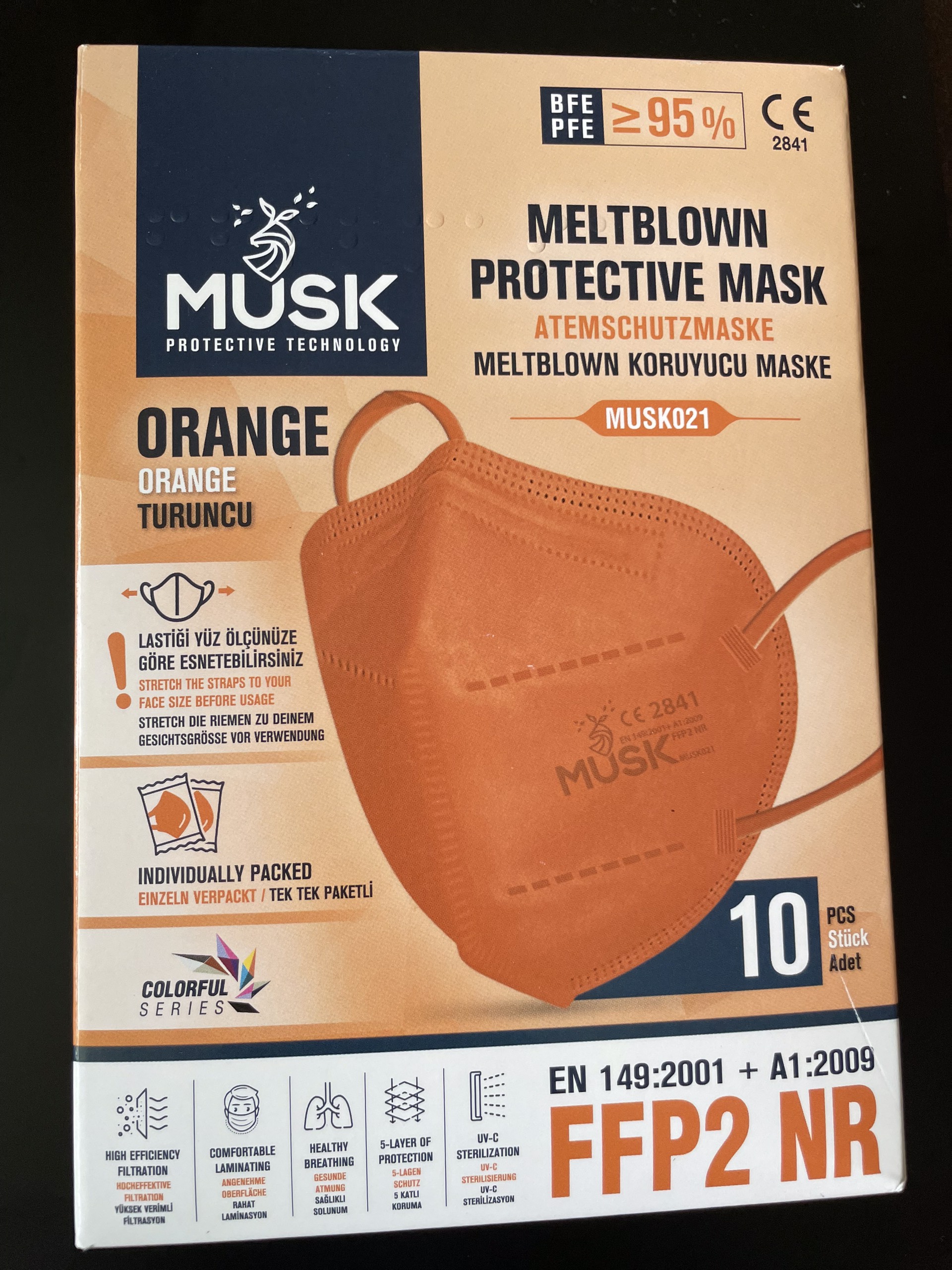 Khẩu trang MUSK-ORANGE- Hộp 10 cái