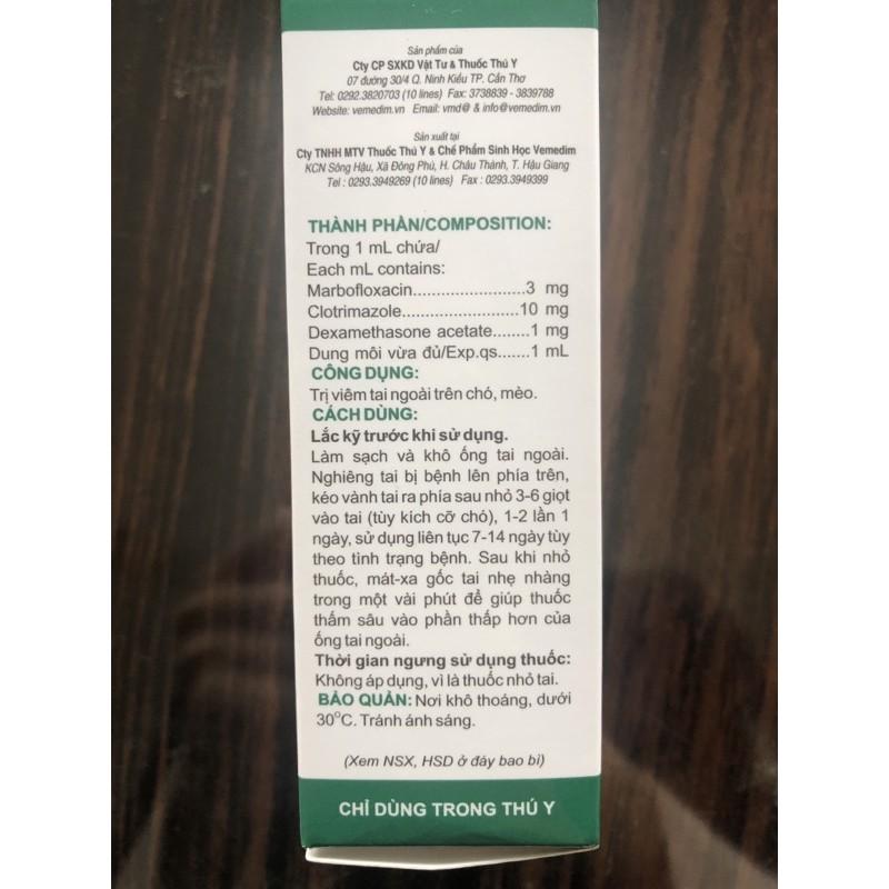 NHỎ TAI CHO MÈO - TAI NGOÀI - VEMEDIM - 10ML