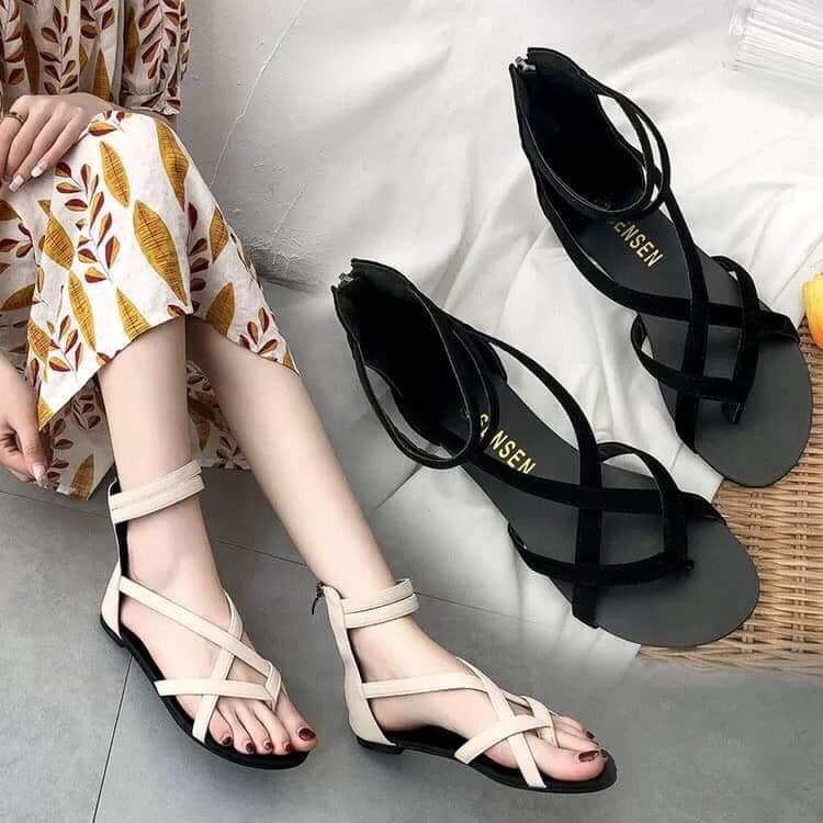 Giày Sandal Chiến Binh Cao Cổ Dây Kéo Xỏ Ngón