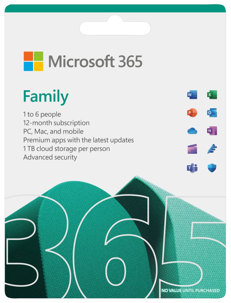 Hình ảnh Phần mềm Microsoft 365 Family English APAC EM Subscr 1YR Medialess P8 (6GQ-01555) / P10 (6GQ-01896) - Hàng Chính Hãng