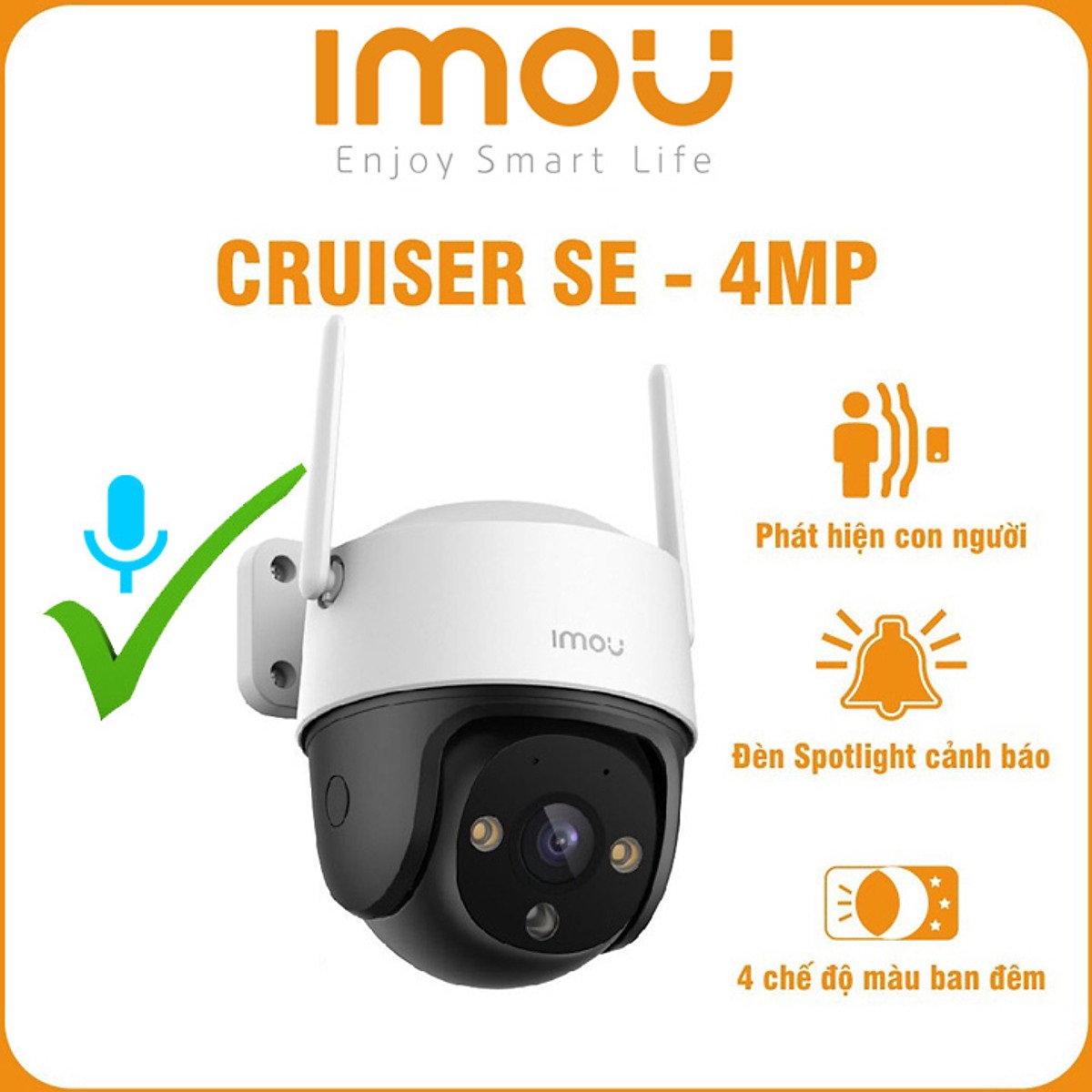 Camera IP WiFi Fullcolor quay quét ngoài trời Imou Cruiser SE 4MP IPC-S41FP hàng chính hãng