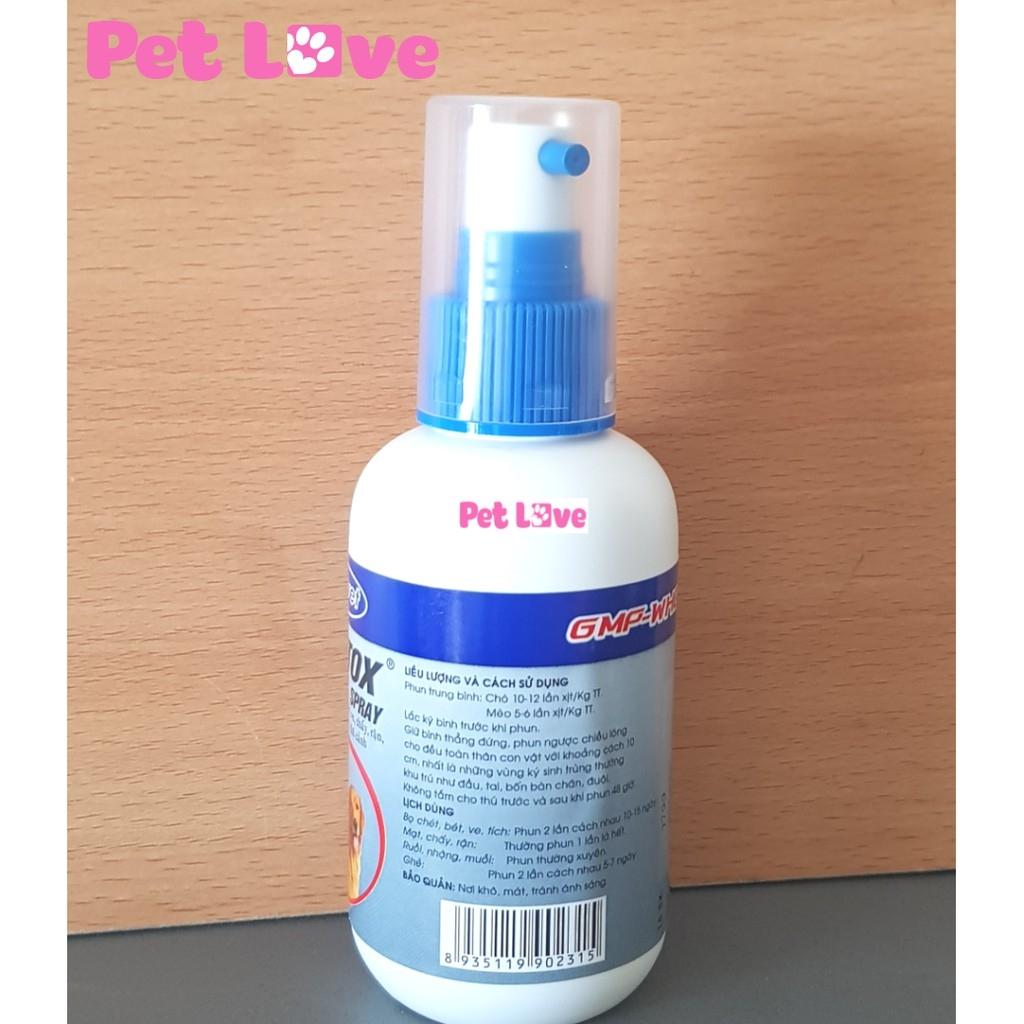 Hantox Spray diệt ve rận, bọ chét trên chó mèo (chai 100ml)