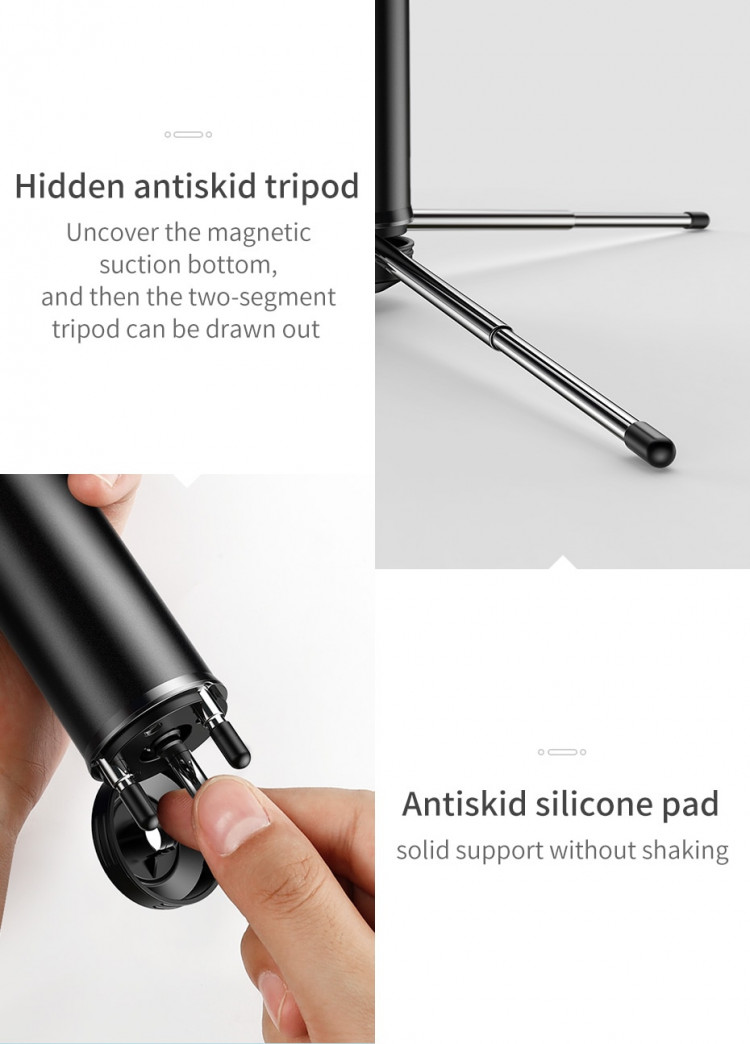 Gậy Selfie Chụp Hình Tự Sướng Tích Hợp Tripod Hỗ Trợ Live Stream Baseus Fully Folding Selfie Stick Kèm Remote Bluetooth Baseus - Hàng Chính Hãng