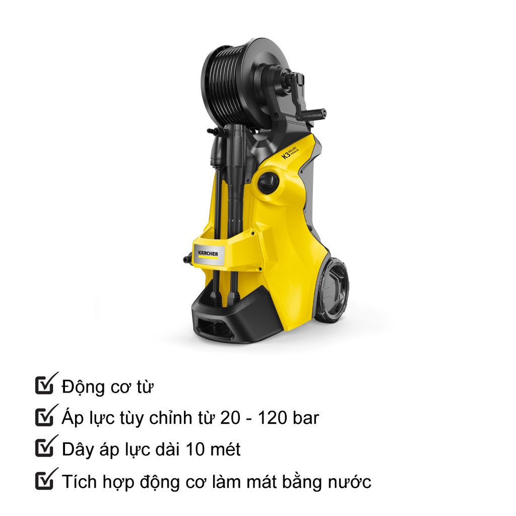 Máy xịt rửa xe Karcher K3 Deluxe Premium động cơ từ