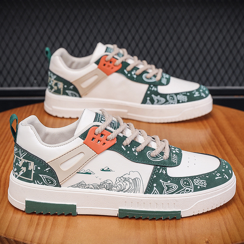 Giày Sneakers Nam Laceva Hoạ Tiêt Vintage, Dây Vặn Thừng Trẻ Trung Mã G01