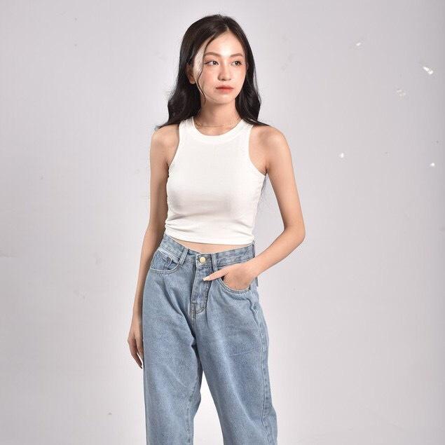 Áo sát nách nữ croptop ️iCotton️ Áo croptop khoét vai không viền 100% cotton form ôm tập gym mát đẹp