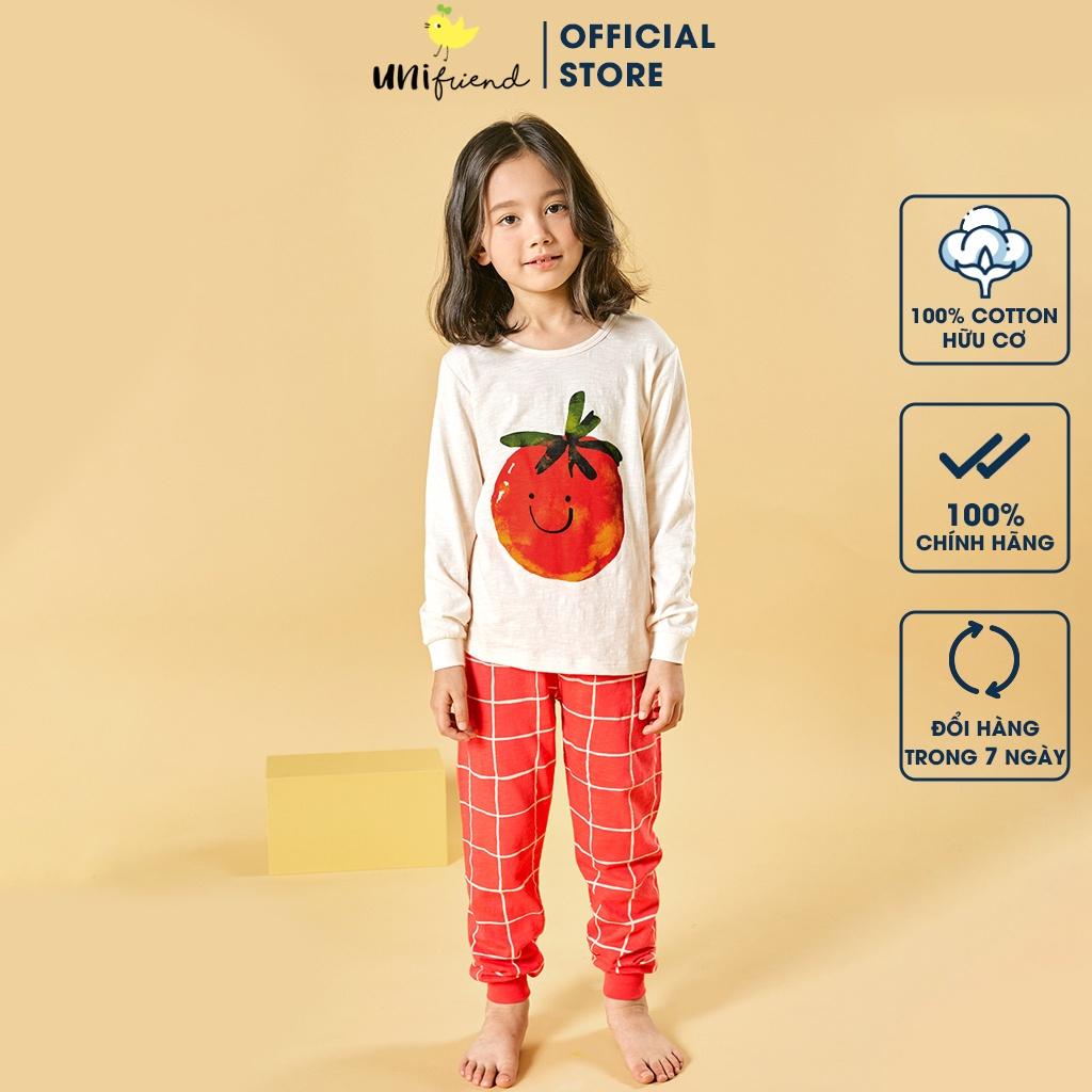 Bộ đồ dài tay mặc nhà cotton mịn cho bé gái U1009 - Unifriend Hàn Quốc, Cotton Organic