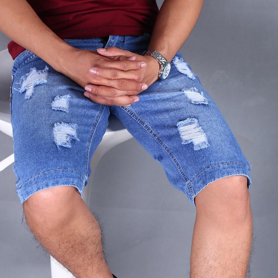 Quần short jean nam xanh rách thời trang GN33 | quần short nam | quần nam