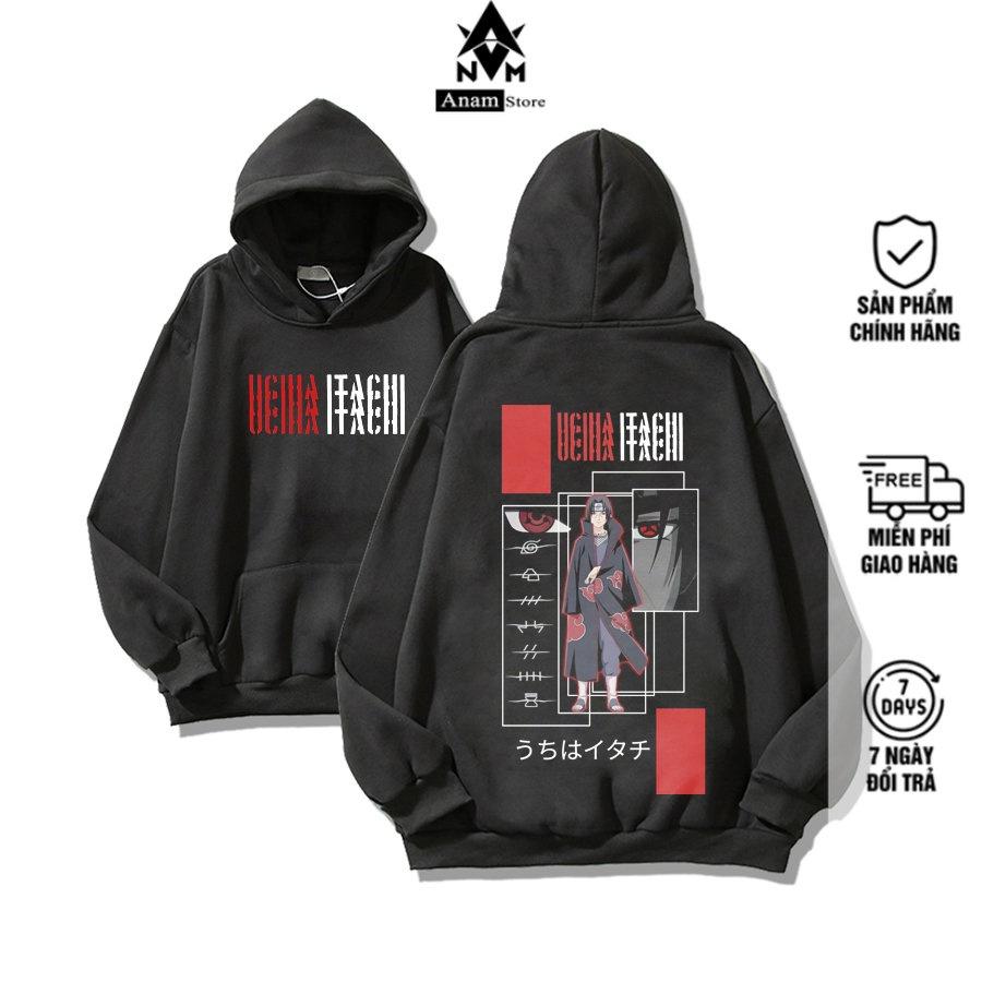Áo Hoodie Nam Nữ UCHIHA ITACHI Vải Nỉ Ngoại Dầy Nón 2 Lớp Tay Bo Gân, Anam Store