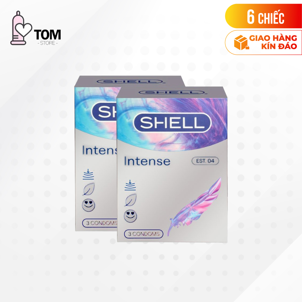 [6 cái] Bộ 2 hộp bao cao su Shell Intense - Siêu mỏng 0.04mm | Hộp 3 cái