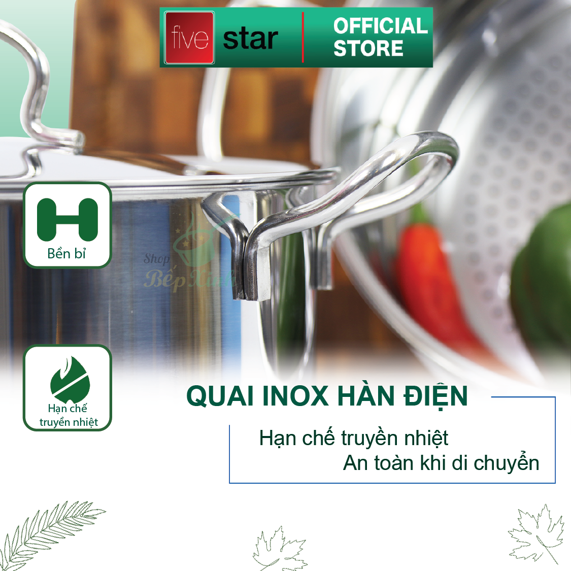 Bộ Nồi Xửng 3 Đáy Nắp Kính Fivestar ST-3DG - Hàng Chính Hãng