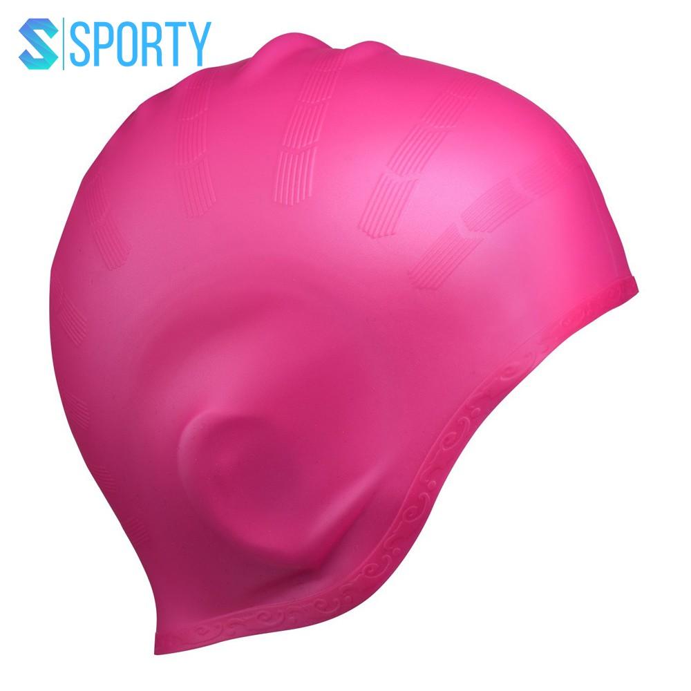 Mũ bơi người lớn, nón bơi cho nam nữ trùm tai CA33 nón bơi người lớn chất liệu silicone dùng được cho bé trên 6t