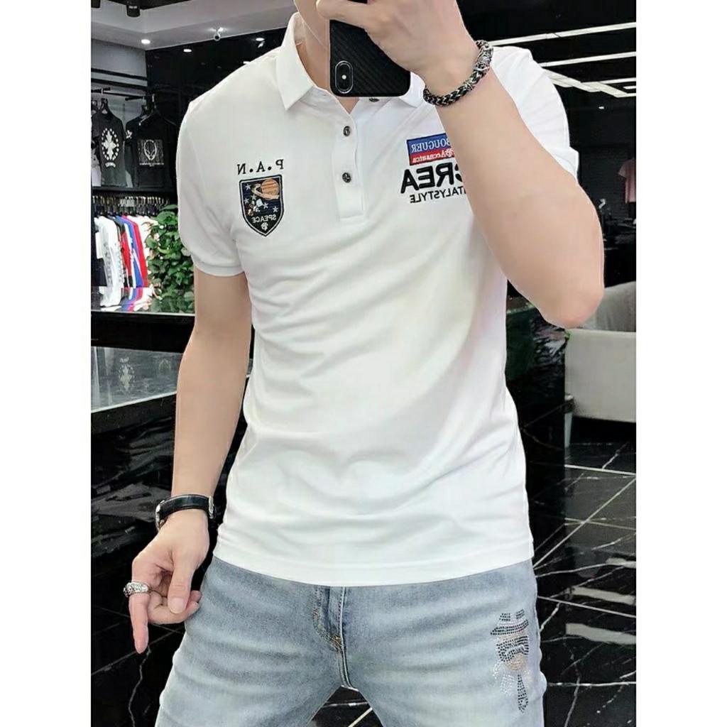 Áo thun nam có cổ tay ngắn chất vải thun cotton co giãn thoáng mát - mkt22