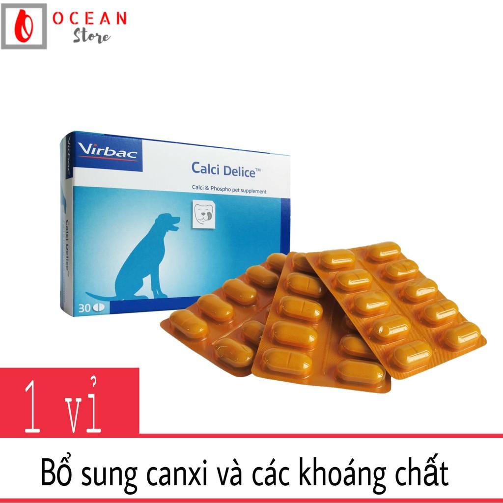 (1 vỉ 10 viên) Canxi cho chó bổ sung canxi Virbac Calcidelice