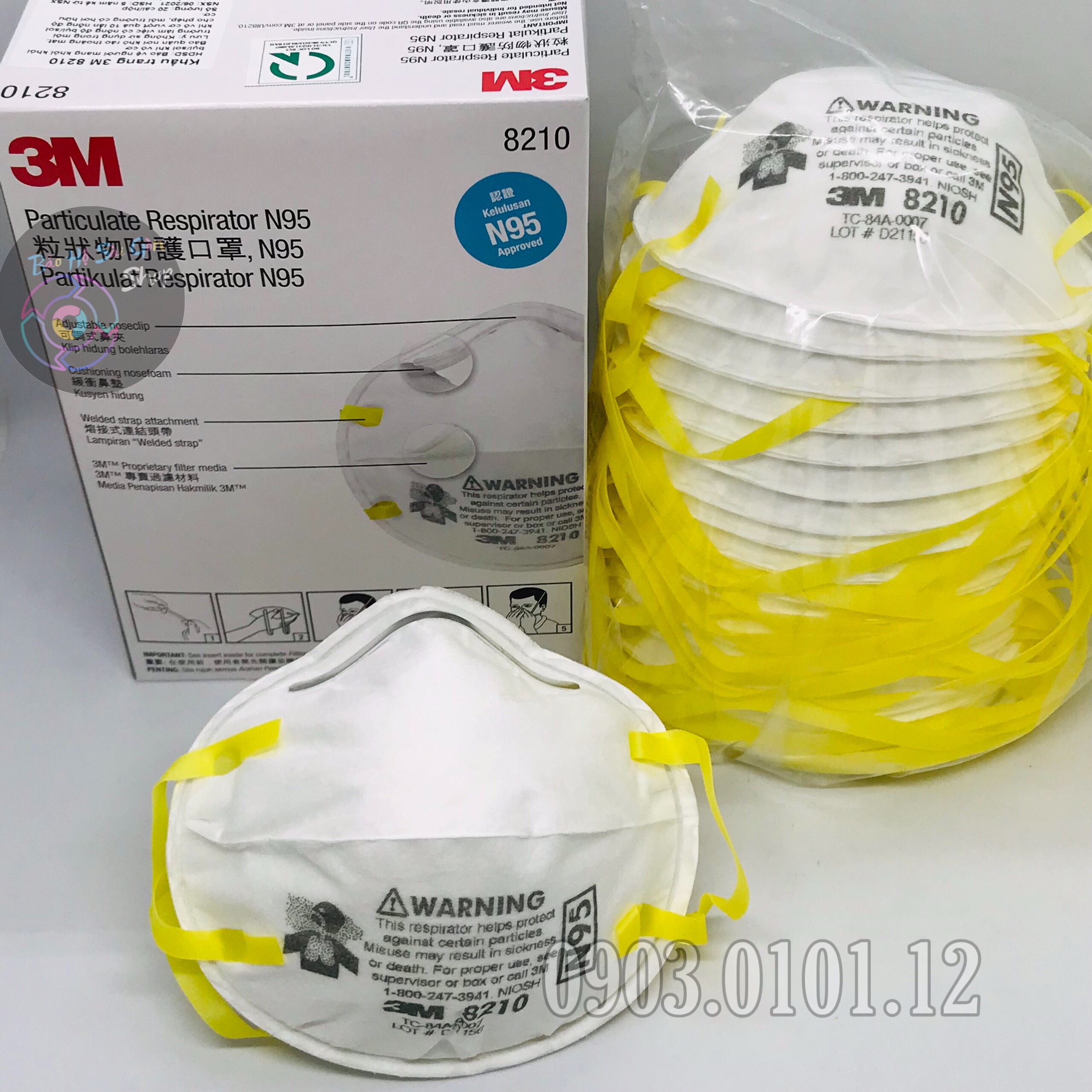 Khẩu trang 3m 8210 cao cấp nhập khẩu Hàn Quốc, n95 chính hãng đạt tiêu chuẩn AS/NZS FFP2 hộp 20 cái