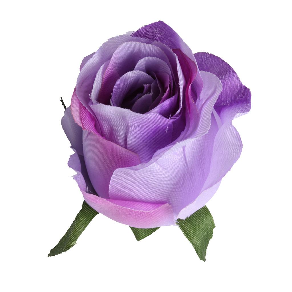 10pcs Artificial Silk Rose Flower Head DIY Bouquet Wedding Decor Purple