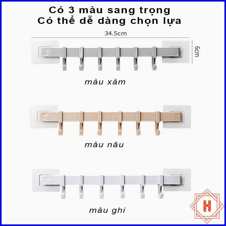 Thanh treo 6 móc dán tường di động không cần khoan đục { H }