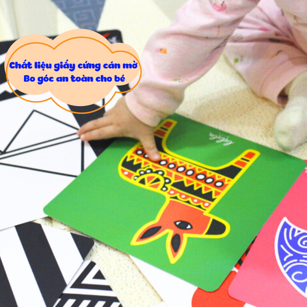 Bộ thẻ kích thích thị giác Lalala Baby cho trẻ sơ sinh Trọn bộ tinh anh dạng đứng Zigzag và Flashcard