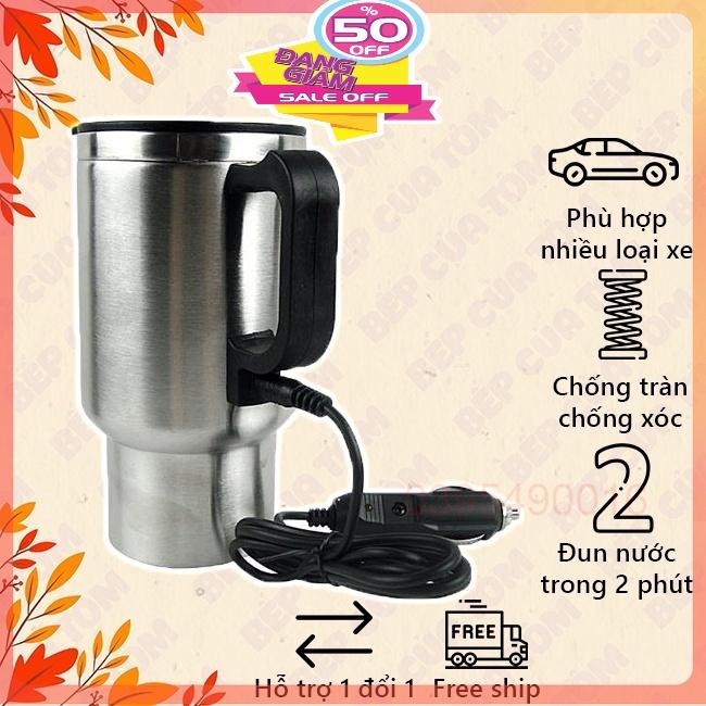 Cốc Đun Nước Trên Xe Ô TÔ Chất Liệu Thép Chống Rỉ 304 cao cấp, Chống Xóc Va Đập, Cốc Đựng Nước Có Nắp Gioăng Cao Su Kín