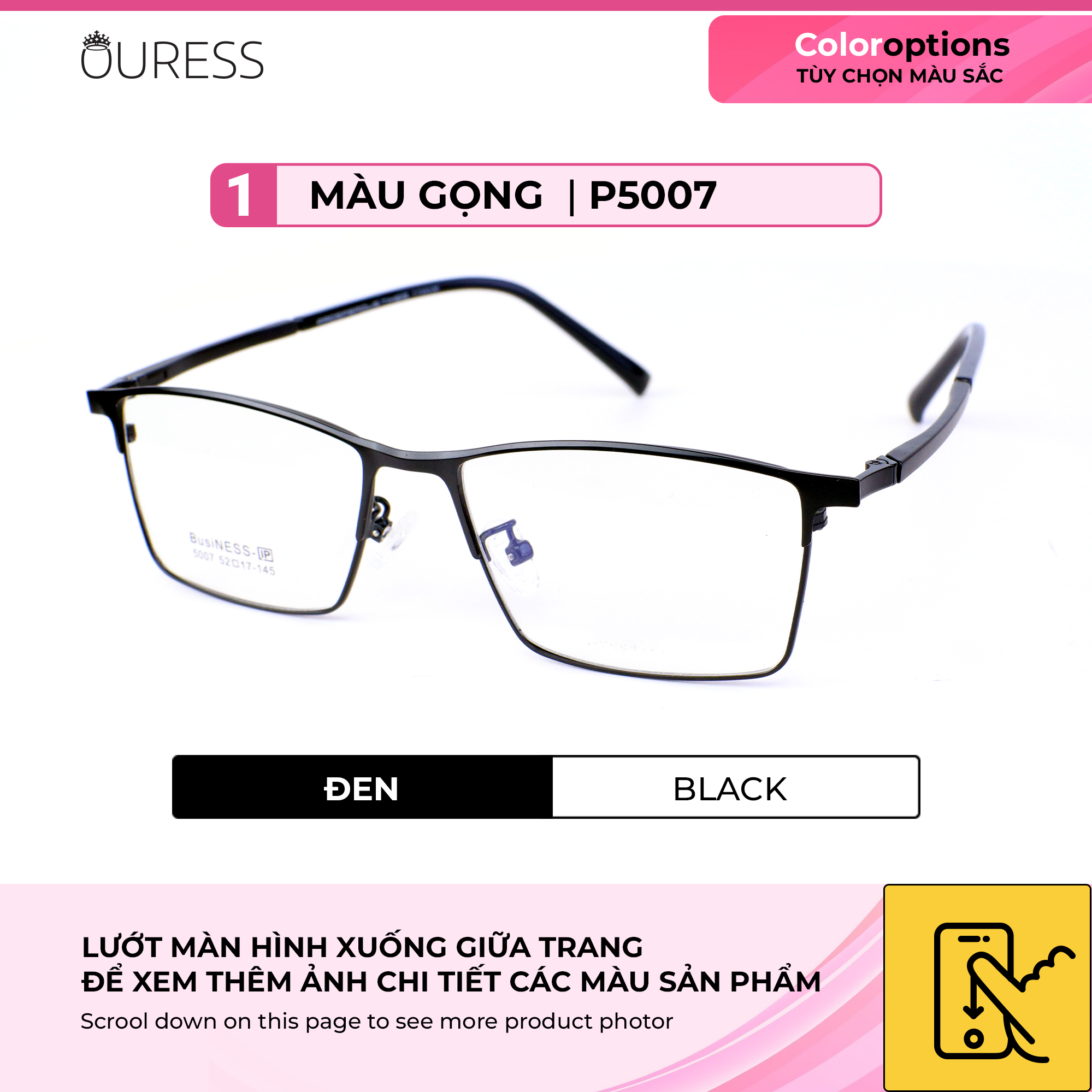 GỌNG KÍNH TITAN NAM CHẤT LIỆU VƯỢT TRỘI SIÊU NHẸ SIÊU BỀN – P5007