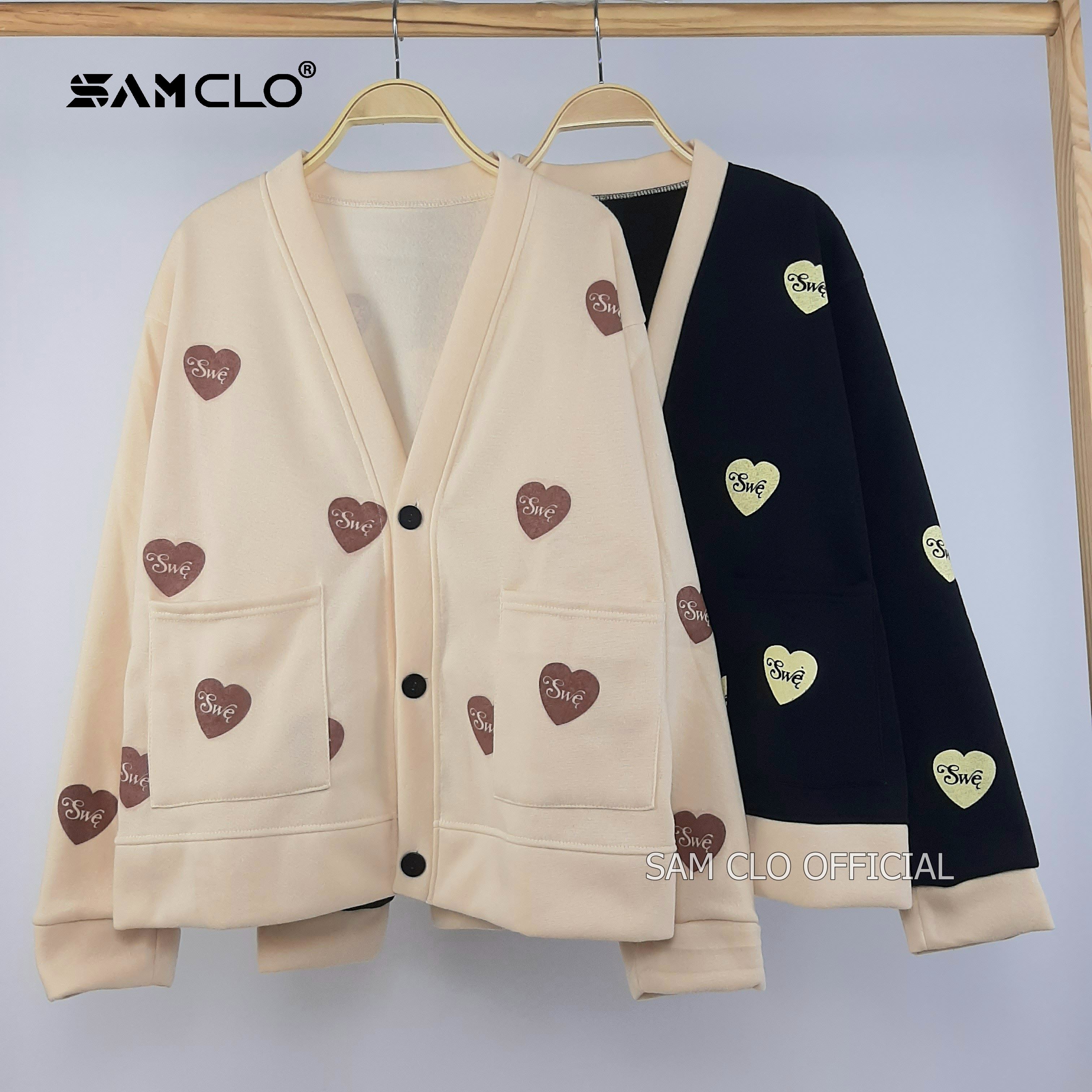 Áo khoác CARDIGAN nữ SAM CLO ulzzang - Áo khoác nỉ nữ freesize dáng unisex in hình TRÁI TIM SWE