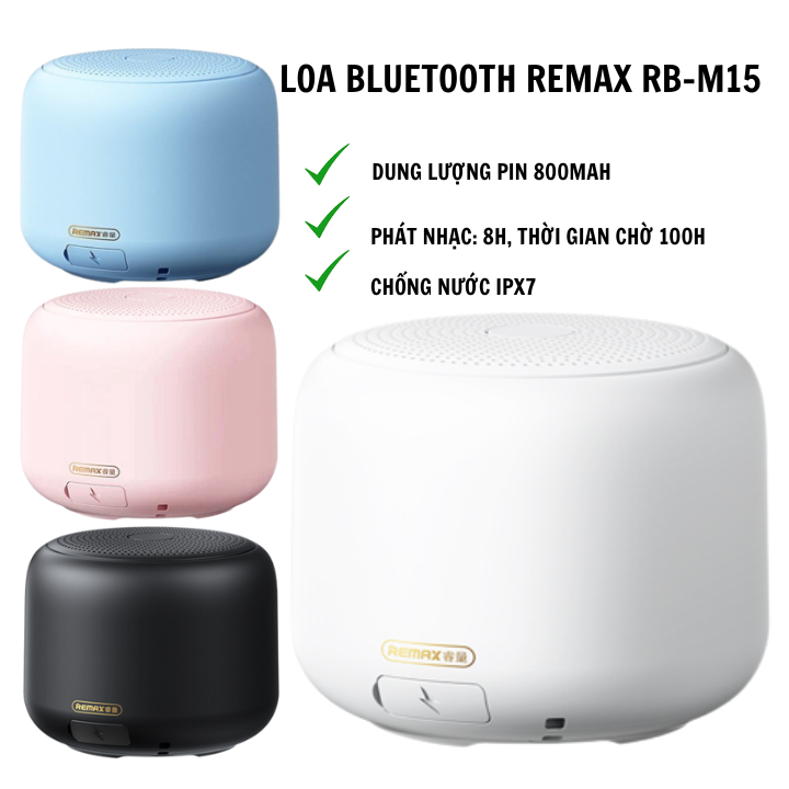 Loa Bluetooth Sothing Remax RB-M15 Tích hợp micro, âm thanh vòm 360 độ, chống nước IPX7, dung lượng pin dài tới 8h- Hàng Chính Hãng