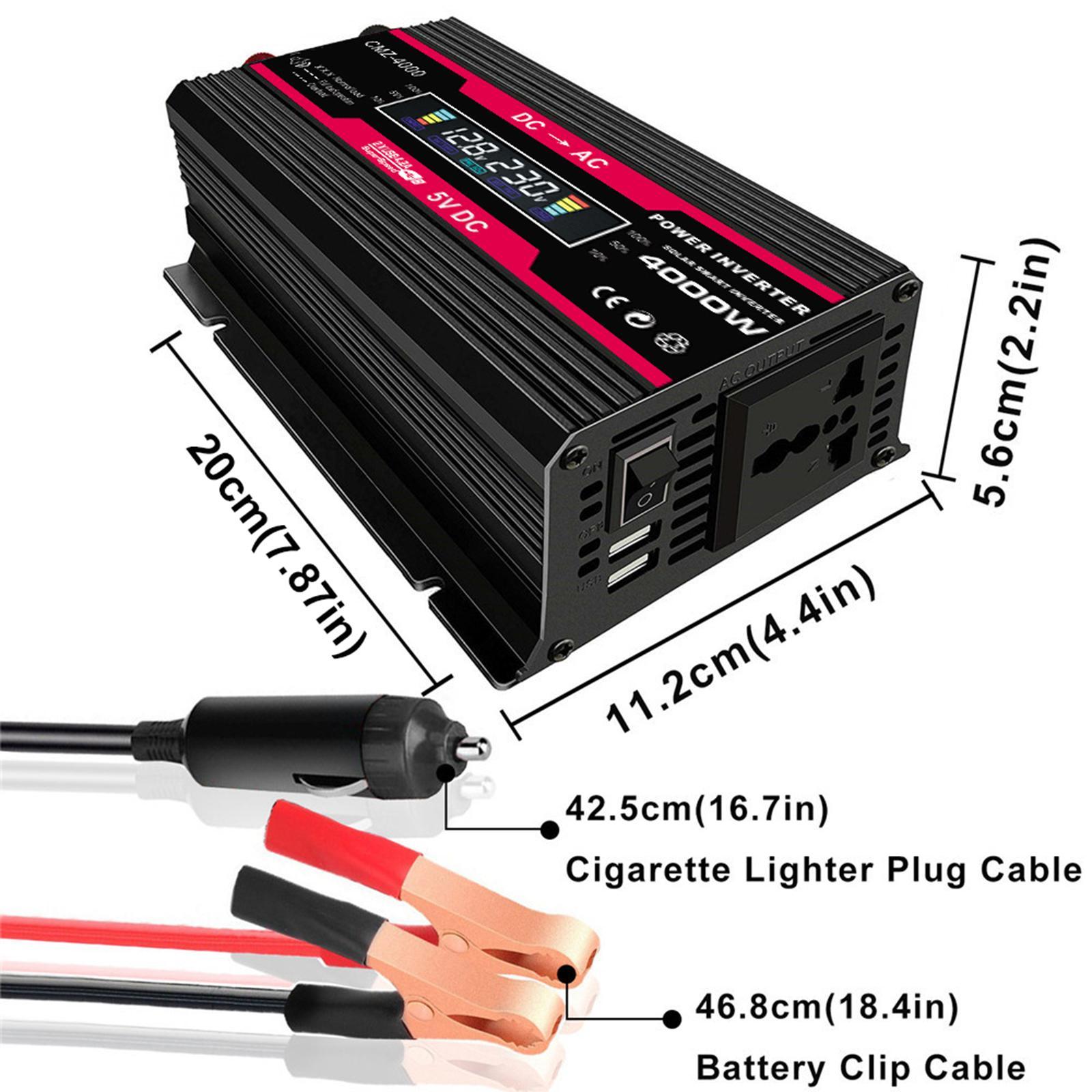 Power Inverter with 4.2A Dual USB and Lighter Charger for Outdoor Black 220V