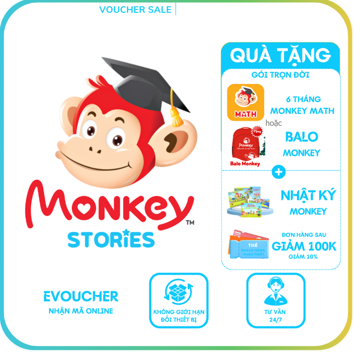 Evoucher - Monkey Stories (Trọn đời, 1 năm) - Phần mềm 4 kỹ năng tiếng Anh 