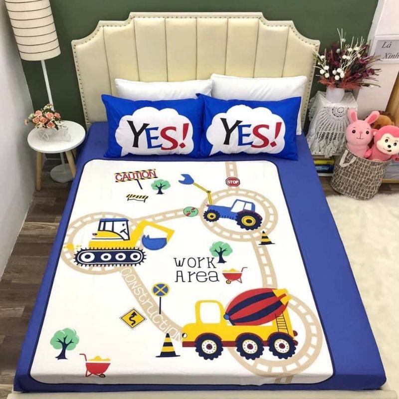 Bộ ga và 2 vỏ gối cotton 3D nhập khẩu