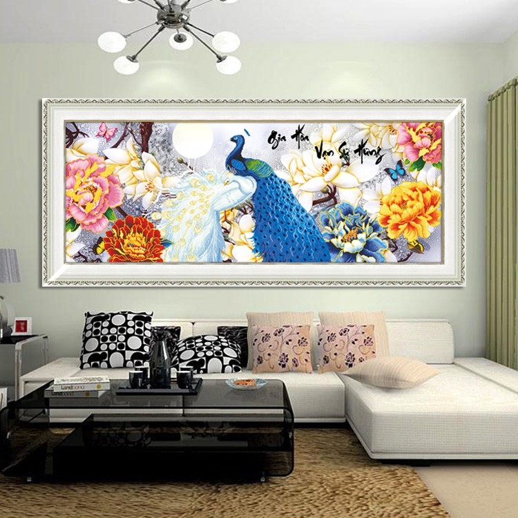 Tranh đính đá Gia hòa vạn sự hưng 110x46cm - chưa đính