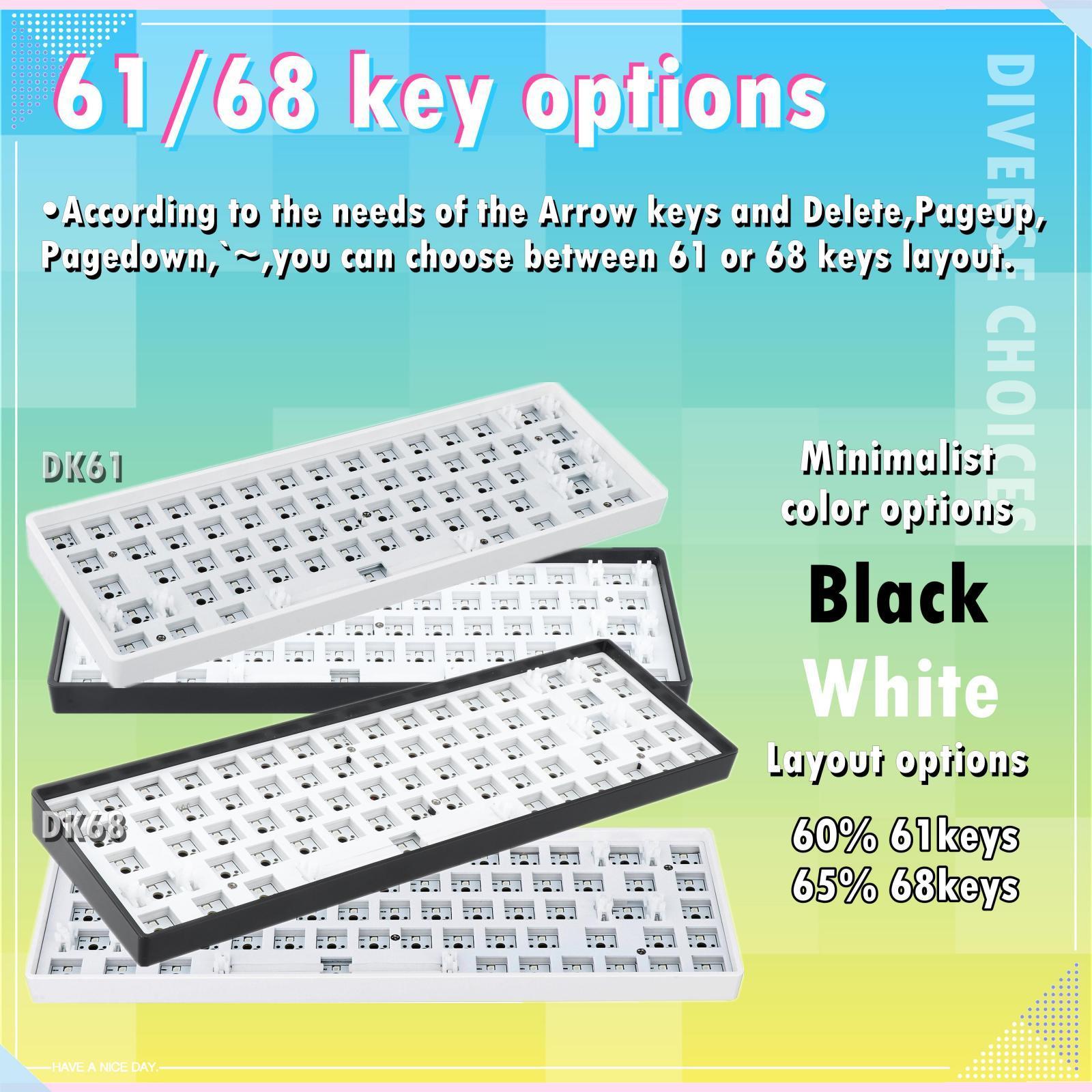 61/68 Keys Mechanical Keyboard DIY Kit for Switches for 60% / 65% Keyboard Hot-Swappable PCB Mounting Plate DIY /5Pin