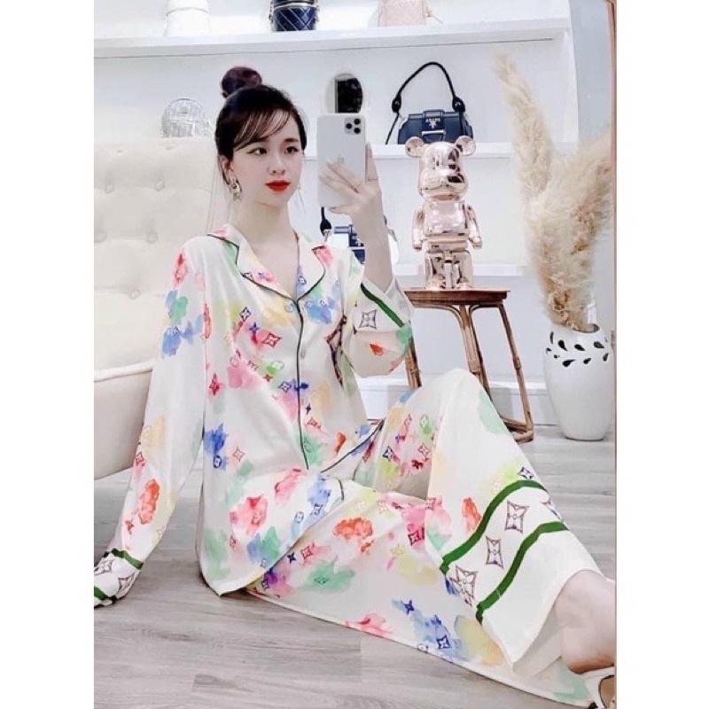 Bộ Pịama lụa cao cấp mặc nhà xinh xắn