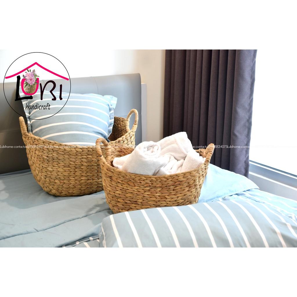 - Giỏ đựng đồ đan lục bình hình thuyền bộ 3 - sang trọng, tinh tế