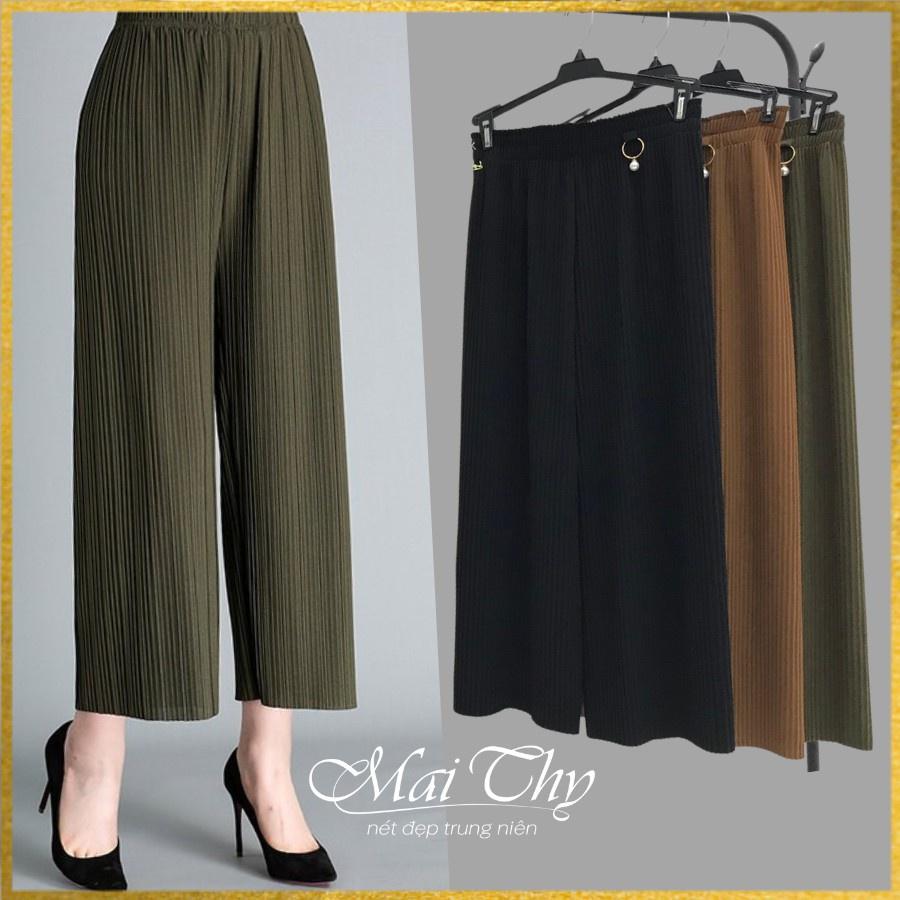 Quần Trung Niên, Mẫu Quần Thun Xếp Ly Ống Rộn Chiều Lưng Thun Trẻ Trung Freesize | Thời trang Nữ