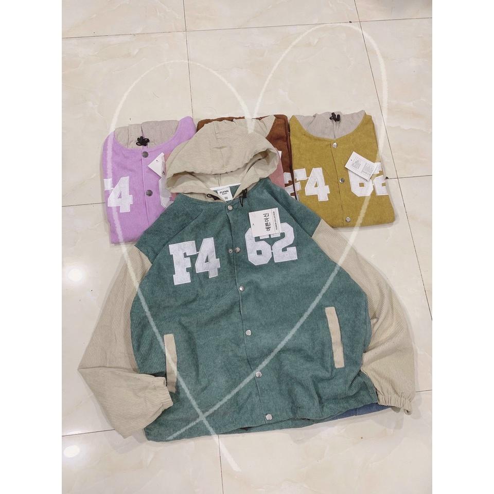 Áo Khoác Nhung Gân Thêu F462 1 Lớp Có Nón Chất Đẹp