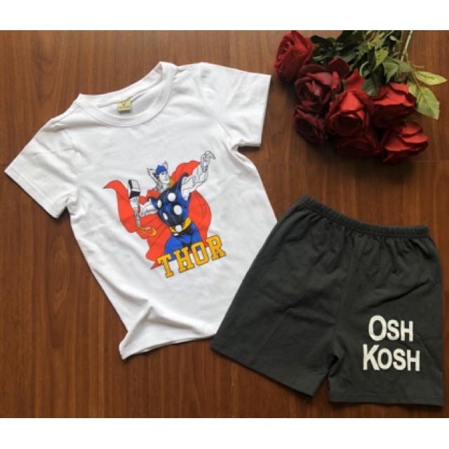 Bộ cộc tay cổ viền thun cotton cho bé trai size đại - Bộ bé trai - pikakids