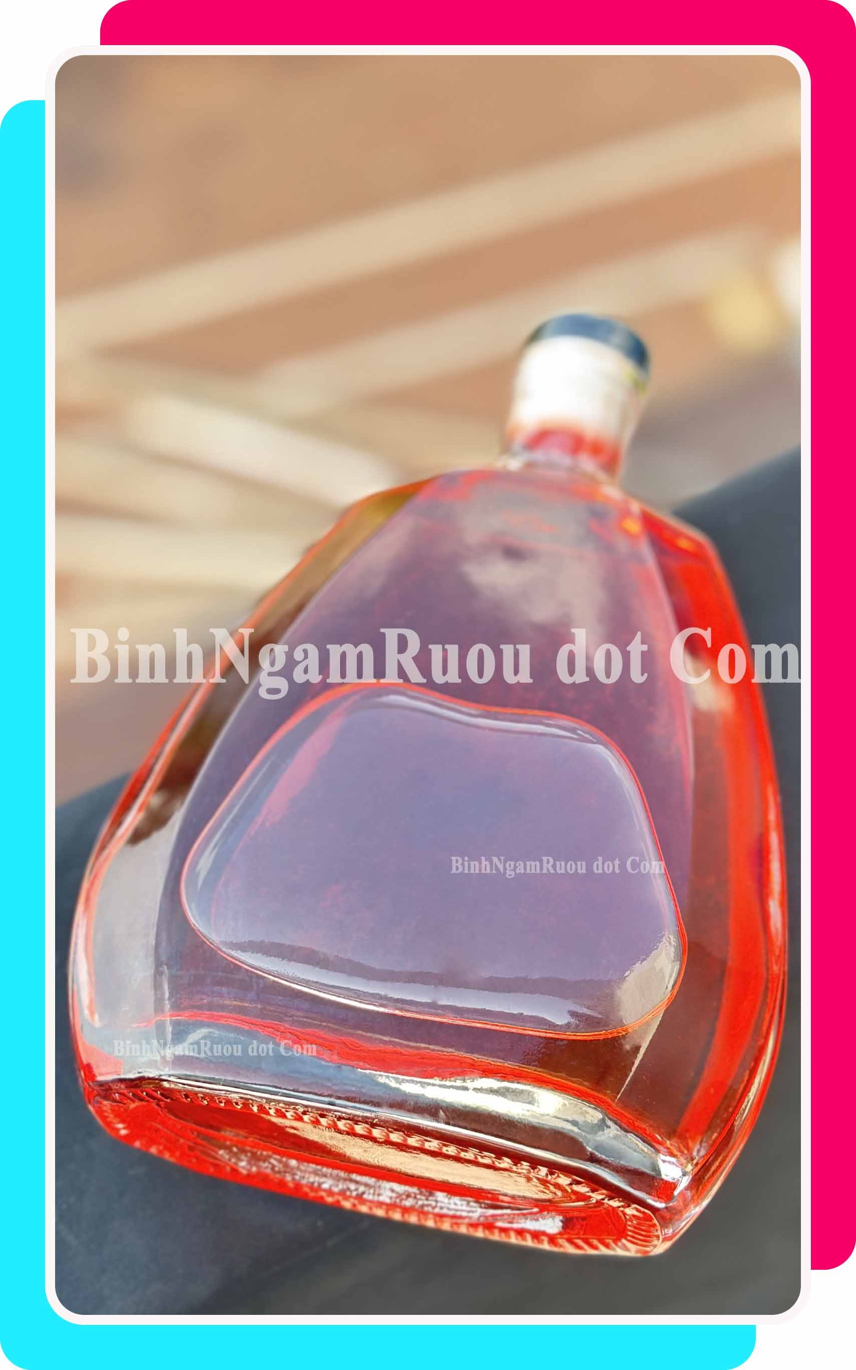C43 Chai Đựng Rượu Thủy Tinh Hình Trụ lục giác Cao Cấp 500ml - Đẹp Cao Cấp - Nắp Kín Thủy Tinh Trong - Tặng Biếu Sang Trọng