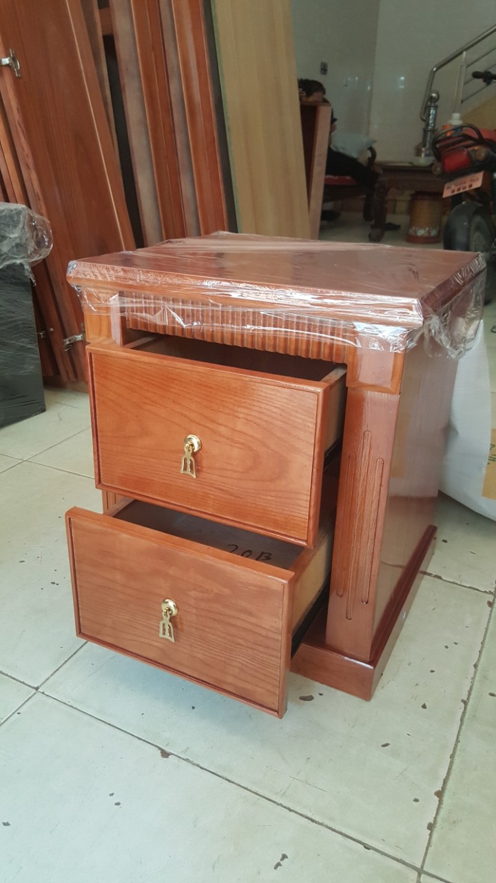 Tủ đầu giường gỗ sồi, tab đầu giường gỗ sồi loại 2 ngăn kéo