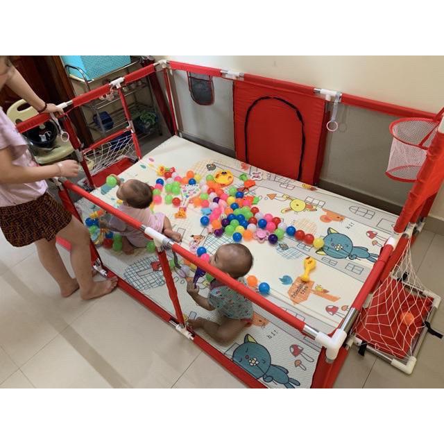 Nhà bóng, quây bóng hình chữ nhật có bóng rổ cho bé 1m2x2m3