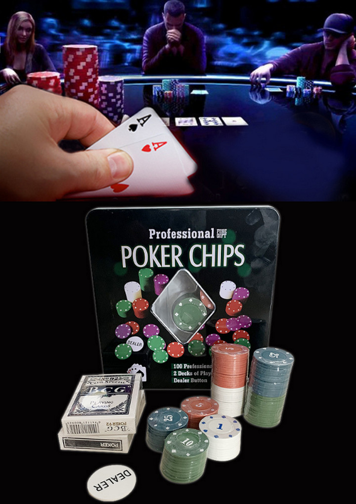 Hộp Đựng Phỉnh Poker 100 Chips Kèm 2 Bộ Bài - Home Decor Furniture