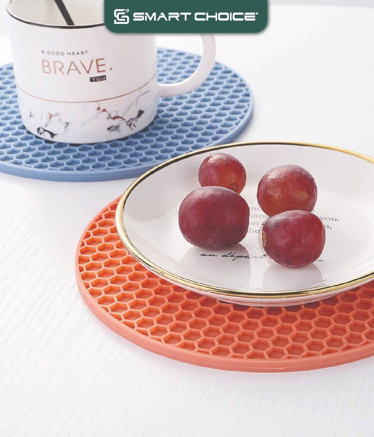 Miếng Lót Nồi Silicone SMARTCHOICE Chống Ẩm Chống Trơn Trượt Hình Tròn Tổ Ong