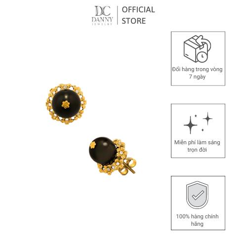 Bông Tai Nữ Danny Jewelry Bạc 925 Xi Vàng 18k Ngọc Ốc Viền Hoa BT0052