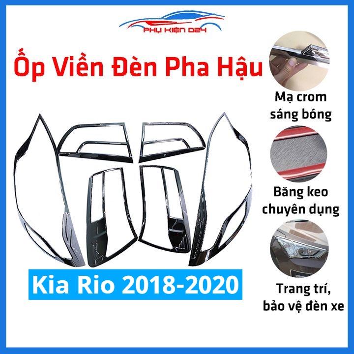 Ốp viền đèn pha hậu mạ crom Kia Rio 2018-2019-2020 chống trầy trang trí bảo vệ xe