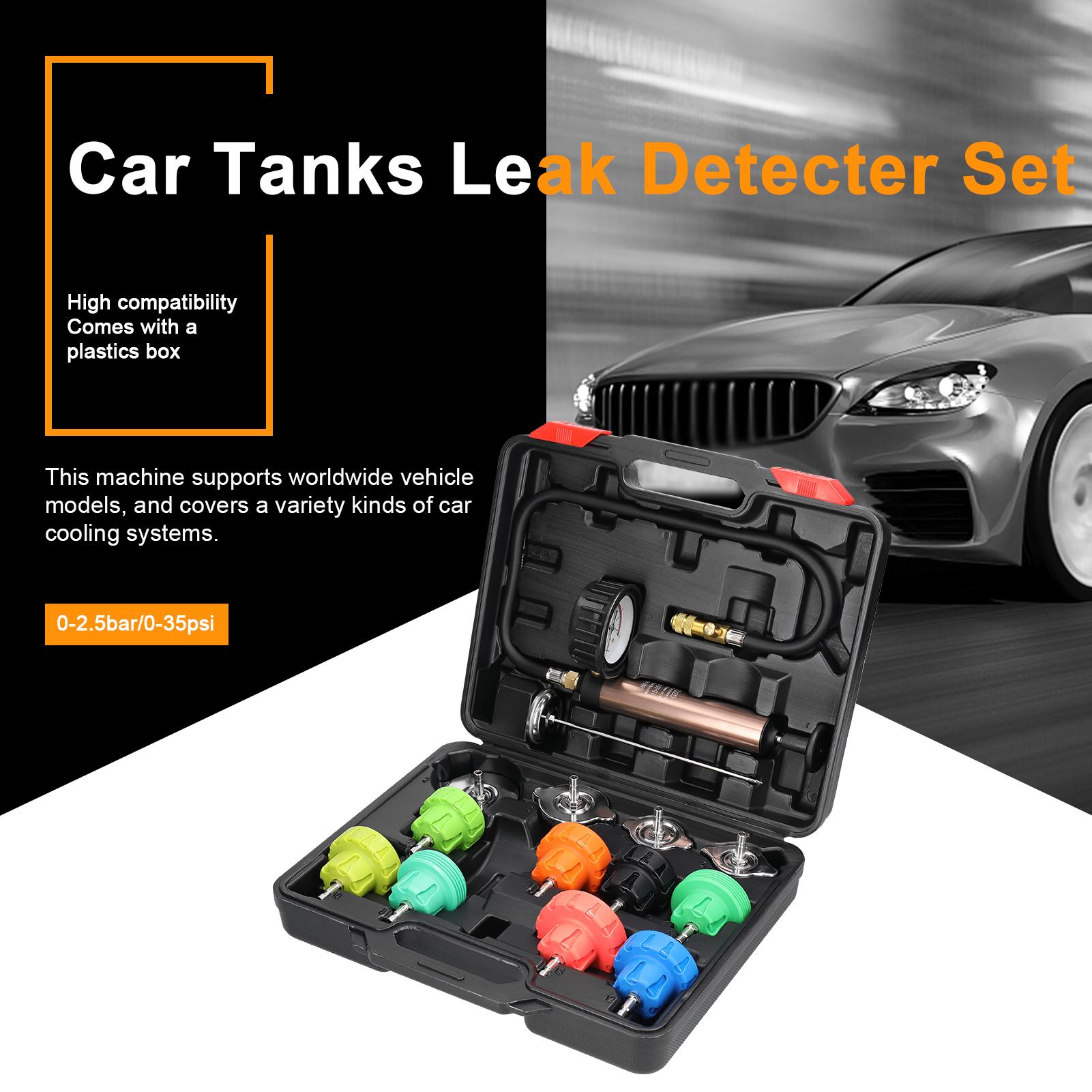 Universal Car Tanks Leak Detection Automotive Leakage Detector Tool Radiator Water Pressure Tester Auto Air Conditioning Cooling Coolant Vacuum Purge Tool Kit