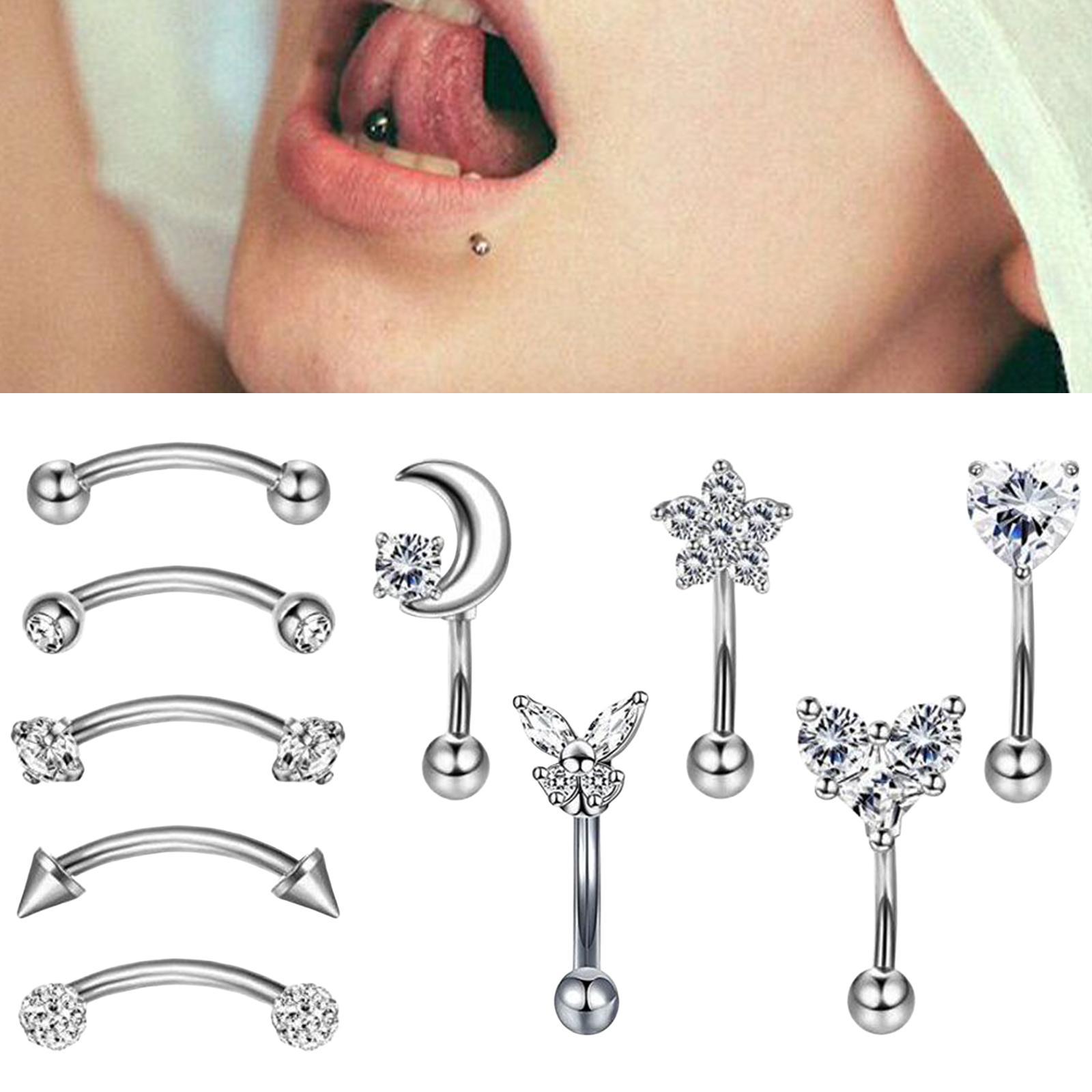 12pcs Stainless Steel Colored Zircon Lip Nose Nail Piercing Jewelry Blue