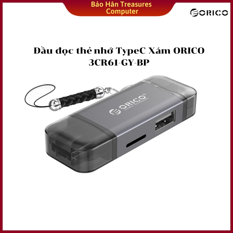 Đầu Đọc Thẻ Nhớ TypeC Xám ORICO 3CR61-GY-BP - Hàng Chính Hãng