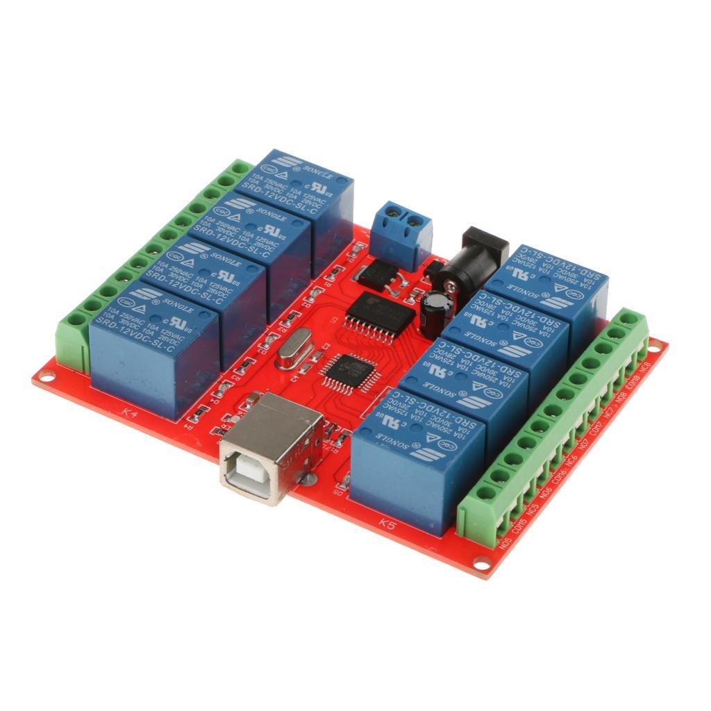 DC 12V 8 Channel Indicator Relay Output Relay Module W/ Panel/USB